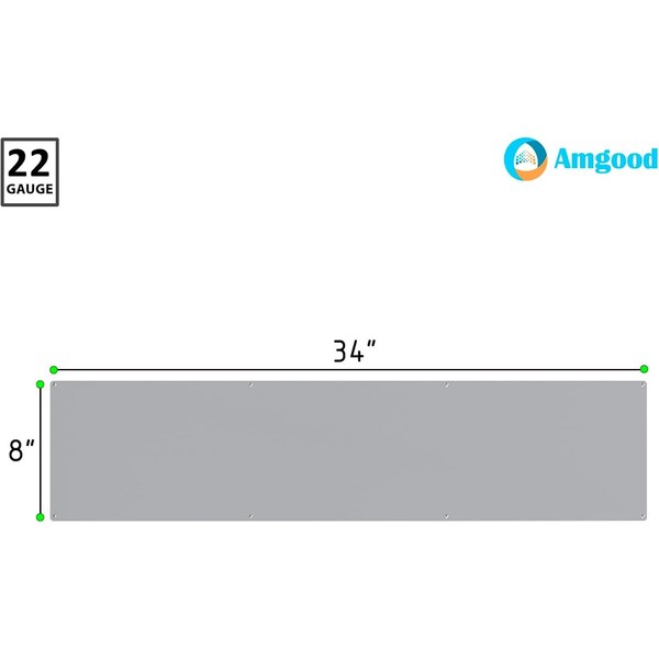 Amgood 8 in. x 34 in. Stainless Steel Door Kick Plate - AMG DKP-0834-Z