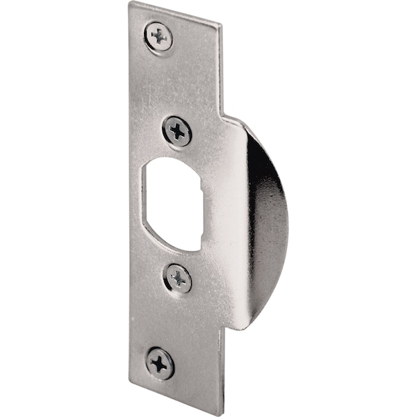 Prime-Line Security Latch Strike, 4-1/4 in., Stamped Steel, Chrome Plated - U 9474