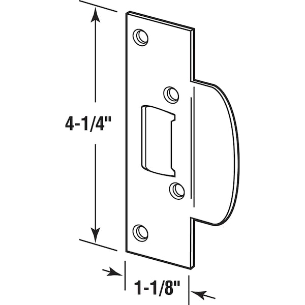 Prime-Line Security Latch Strike, 4-1/4 in., Stamped Steel, Chrome Plated - U 9474