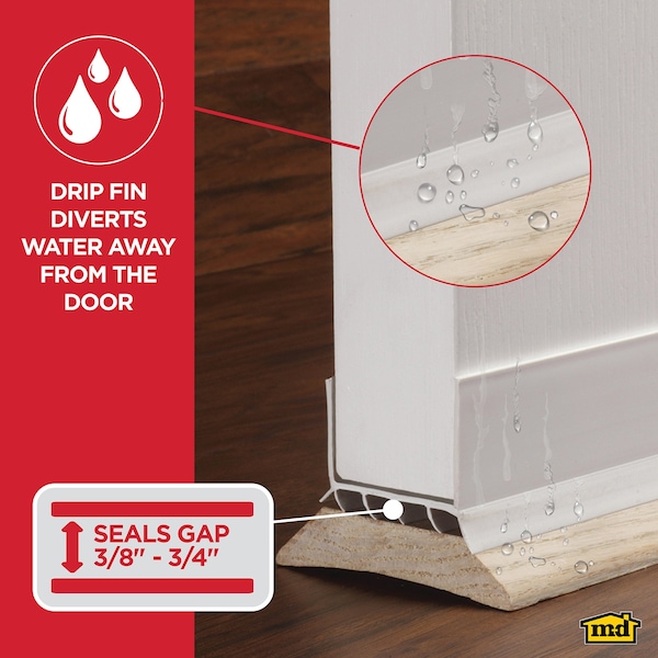 M-D Building Products 36 in. White Vinyl CINCH U-Shape Slide-On Under Door Seal - 43336