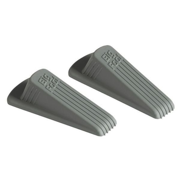 Master Mfg Door Wedge No Slip, Rubber, Gray, 1-1/4"H x 2-1/4"W, PK.2 - GD002
