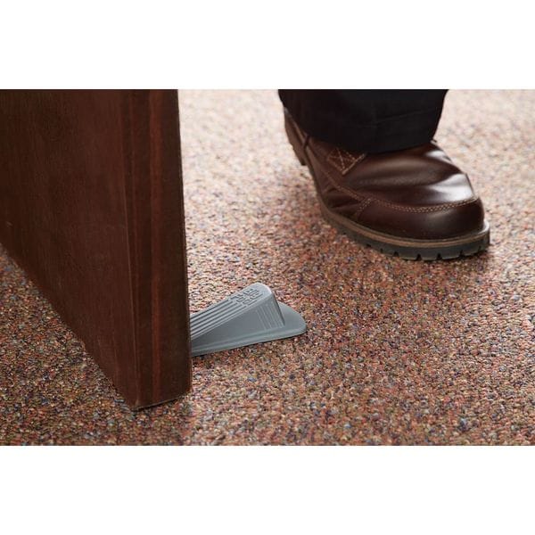 Master Mfg Door Wedge No Slip, Rubber, Gray, 1-1/4"H x 2-1/4"W, PK.2 - GD002