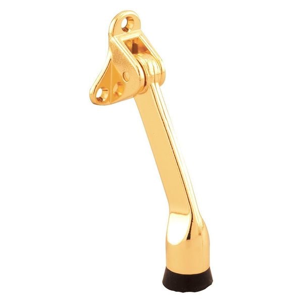 Primeline Tools Door Holder, 4in, Zinc Diecast, Brass-Plated Finish, Drop Down Type (Single Pack) - MP4543