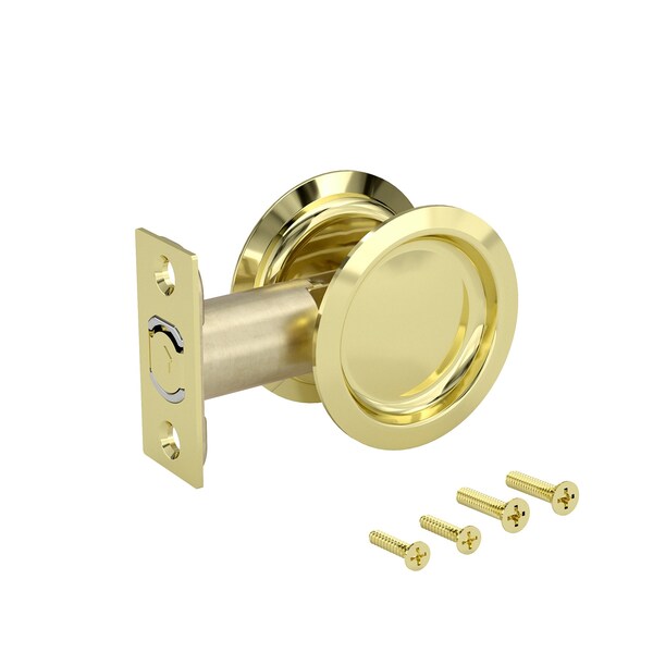 Richelieu 2 716inch 62 mm Round Pocket Door Passage Pull, Bright Brass - 17RBB10