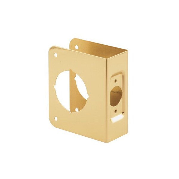 Prime-Line Brass Lock and Door Reinforcement Plate for 1-3/8 In. Thick Doors, Brass Finish (Single Pack) - U 9543