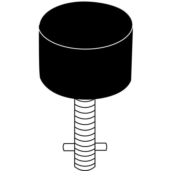 Rockwood Rubber Bumper Door Stop, Molded Rubber, Black, 1-1/2"H - 466.BLACK