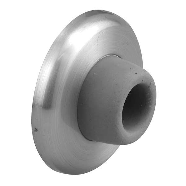 Prime-Line Door Stop, 1 in. Diameter, Cast Brass Construction, Stainless Steel Finish Single Pack - 658-1043