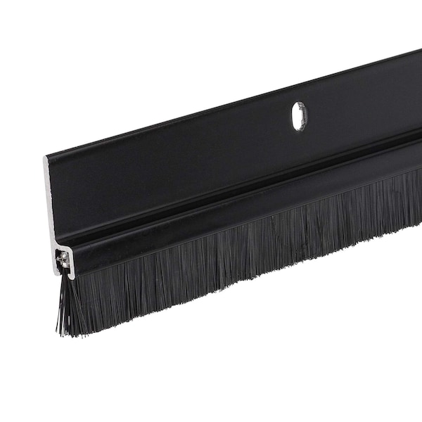 Randall 3' Black Aluminum Brush Door Sweep For Gap Up To 1" - 3 FT BS-100-BLK