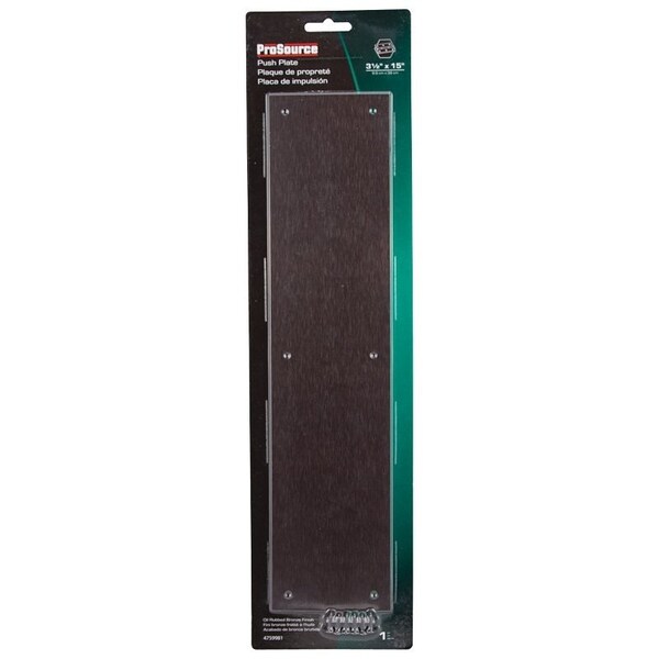 Prosource Push Plate, Aluminum, Oil-Rubbed Bronze, 15 in L, 3-1/2 in W, 0.8 mm Thick - 32238ORB-PS