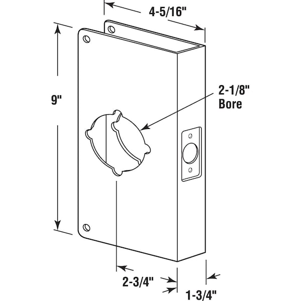 Prime-Line Stainless Steel Lock and Door Reinforcement Plate for 1-3/4 In. Thick Doors, Stainless Steel Finish - U 9552