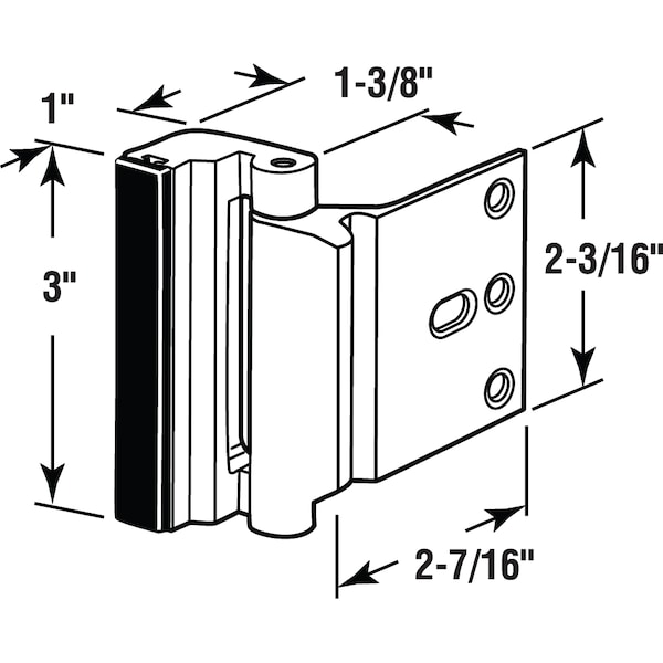 Prime-Line Door Reinforcement Lock, 3 in. Stop, Aluminum Construction, Aluminum - U 11325