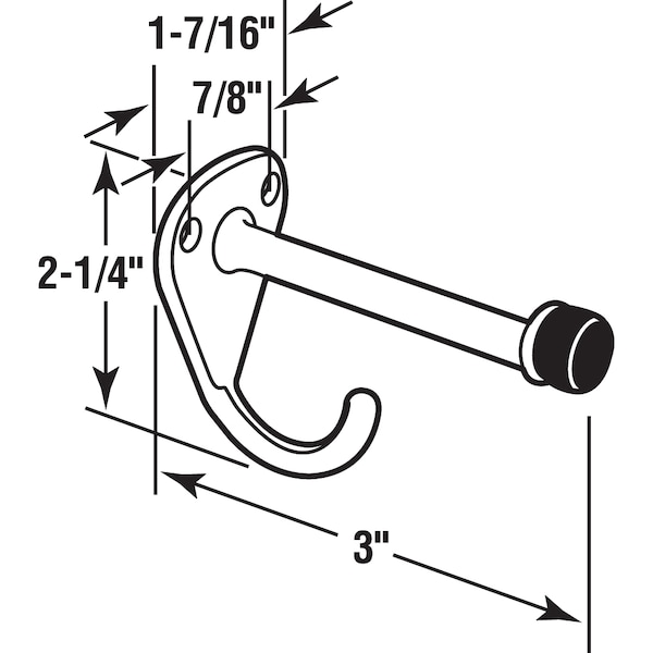 Prime-Line Hook and Bumper, 3-1/8 in. Projection, Cast Stainless Steel Construction Single Pack - 656-7452