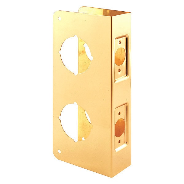 Defender Security Brass Lock and Door Reinforcement Plate for 1-3/4 In. Thick Doors, Brass Finish (Single Pack) - U 9546
