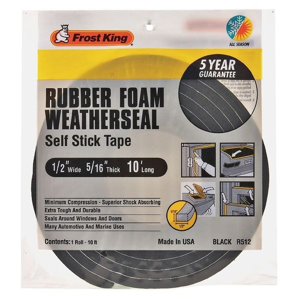 Frost King Spnge Rubber Foam Tape, 1/2Inx10 ft, 8 mil - R512H