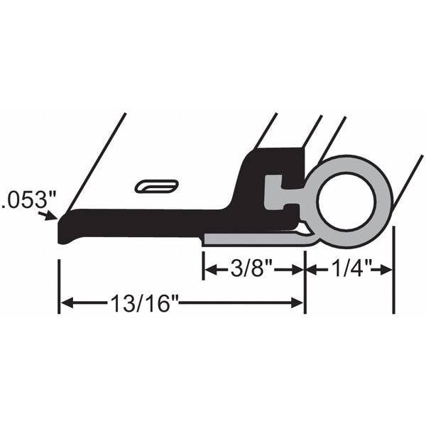 Zoro Select Weatherstrip, Hollow Bulb Insert, 84" L - 19-850-36