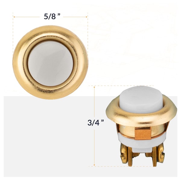 Newhouse Hardware Round Unlighted Wired Replacement Door Chime Push Button, Gold Rim with White Center - FMB