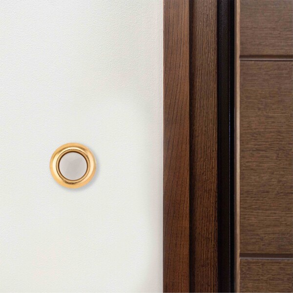 Newhouse Hardware Round Unlighted Wired Replacement Door Chime Push Button, Gold Rim with White Center - FMB