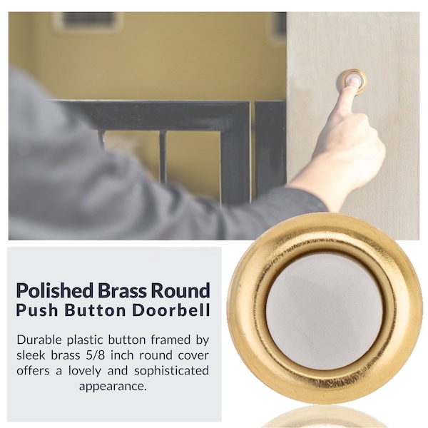 Newhouse Hardware Round Unlighted Wired Replacement Door Chime Push Button, Gold Rim with White Center - FMB