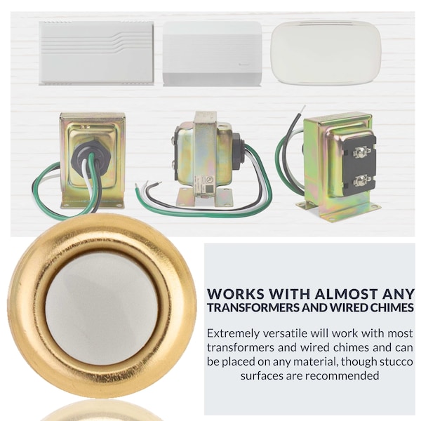 Newhouse Hardware Round Unlighted Wired Replacement Door Chime Push Button, Gold Rim with White Center - FMB