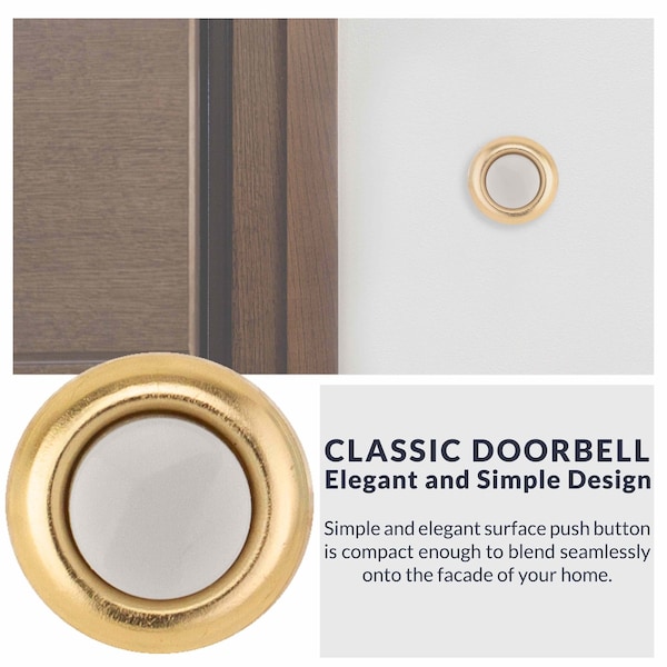 Newhouse Hardware Round Unlighted Wired Replacement Door Chime Push Button, Gold Rim with White Center - FMB