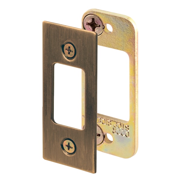 Prime-Line Security Deadbolt Strike, 2-3/4 in., Steel, Antique Brass Single Pack - E 2480