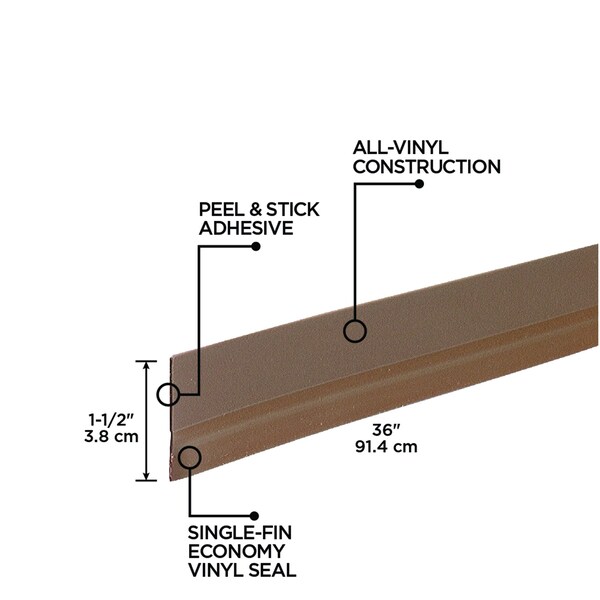 M-D Building Products 36 in. Brown Vinyl Economy Self-adhesive Door Sweep - 05603