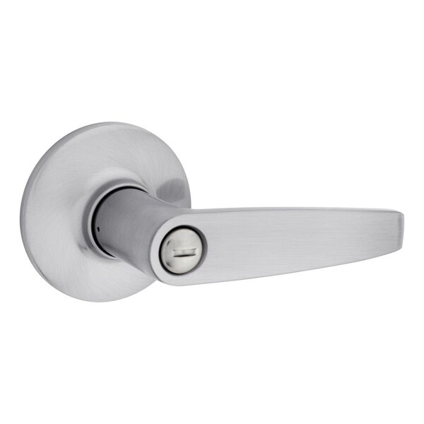 Safelock Winston Lever Round Rose Push Button Privacy Lock with RCAL Latch and RCS Strike Satin Chrome - SL4000WI-26D
