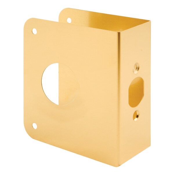 Prime-Line Brass Lock and Door Reinforcement Plate for 1-3/4 In. Thick Doors, Brass Finish Single Pack - U 9978
