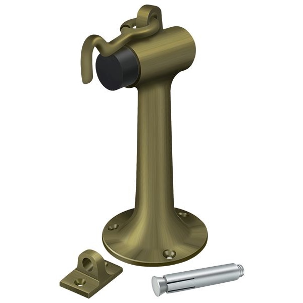 Deltana Floor Mount, 6" Bumper With Hook & Eye, Heavy Duty Antique Brass - DSF630U5
