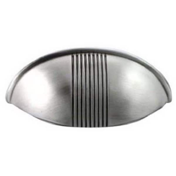 Strategic Brands 2.5 in. Center to Center 3.25 in. Satin Antique Chrome Striped Pin Bull - 13621