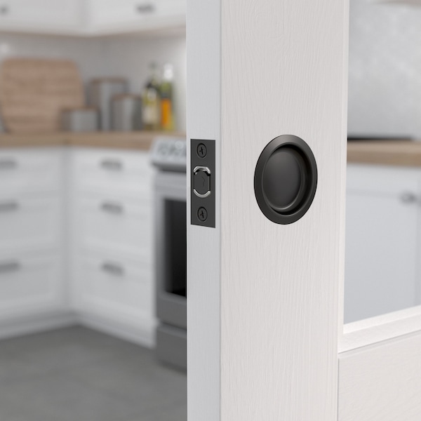 Richelieu 2 716inch 62 mm Round Pocket Door Passage Pull, OilRubbed Bronze - 17RORB10