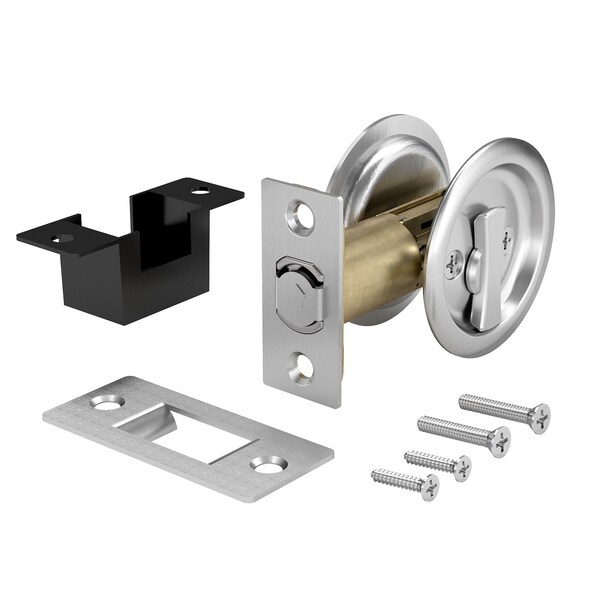 Richelieu 2 716inch 62 mm Round Pocket Door Privacy Pull, Brushed Chrome - 17RBC42