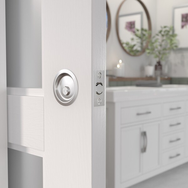 Richelieu 2 716inch 62 mm Round Pocket Door Privacy Pull, Brushed Chrome - 17RBC42