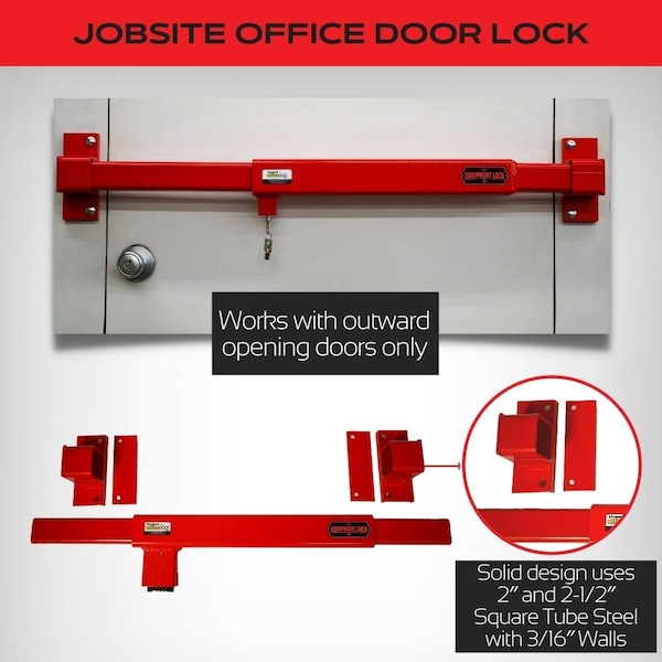 The Equipment Lock Company Job Office Door Lock, Adjustable to fit 32" - 40" wide doors - JODL-C