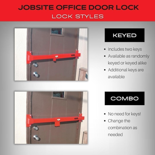 The Equipment Lock Company Job Office Door Lock, Adjustable to fit 32" - 40" wide doors - JODL-C