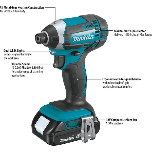 Makita 18V LXT Lithium-Ion Compact Cordless 2-Pc. Combo Kit 1.5Ah - CT225SYX