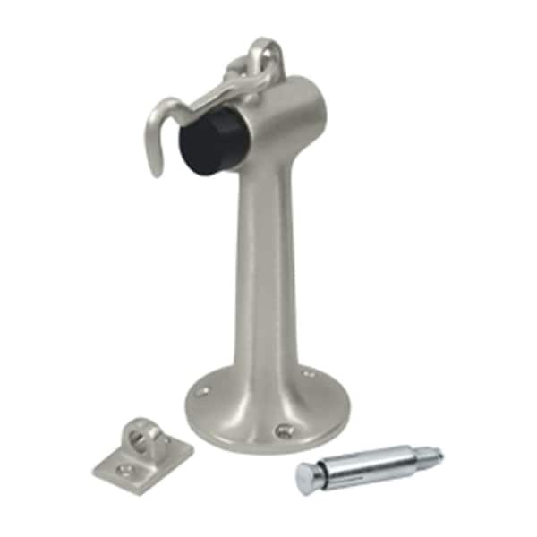 Patioplus 6 in. Heavy Duty Floor Mount Bumper with Hook &amp; Eye, Satin Nickel - Solid - PA2667112