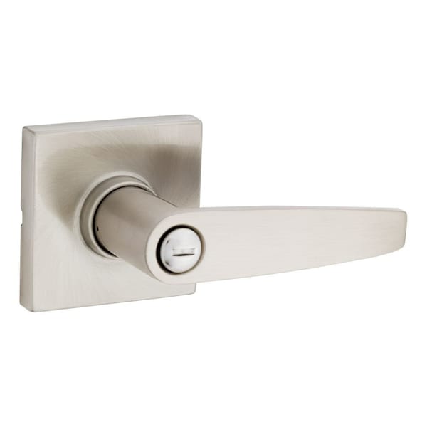 Safelock Winston Lever Square Rose Push Button Privacy Lock, RCAL Latch and RCS Strike Satin Nickel Finish - SL4000WISQT-15