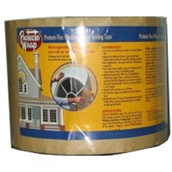 Protecto Wrap Window and Door Sealing Tape, 50 ft L, 6 in W, HDPE, Gray/White, Self-Adhesive - 843606SW