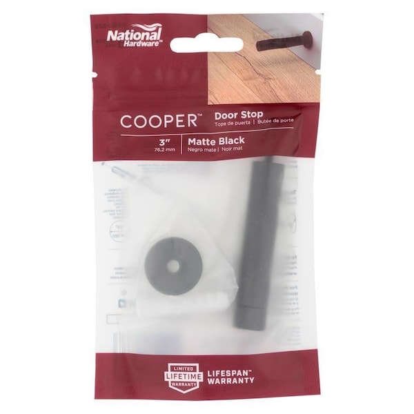 National Hardware National Hardware Cooper 1 in. W X 3 in. L Aluminum Matte Black Door Stop Mounts to door and wall - N830-529