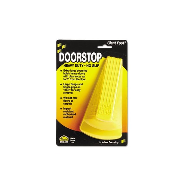 Master Mfg Co Master, GIANT FOOT DOORSTOP, NO-SLIP RUBBER WEDGE, 3.5W X 6.75D X 2H, SAFETY YELLOW - 00966