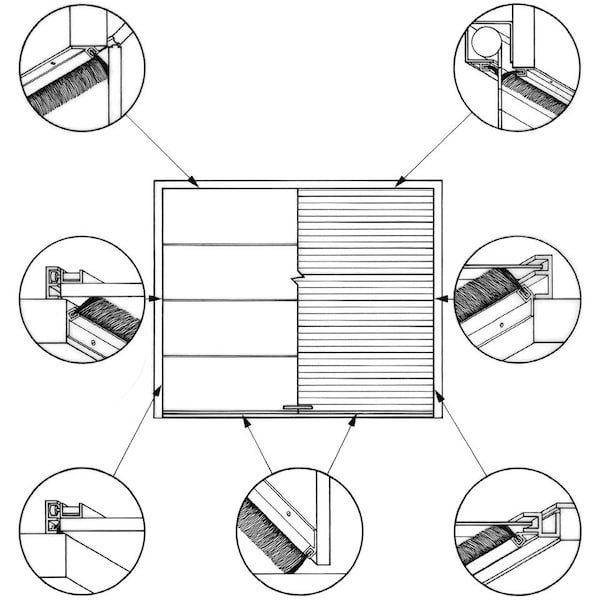 American Garage Door Supply Brushseal, Polyp., 3-in Straight Holder, 3-in Brush, 94-in. - BPS33-94