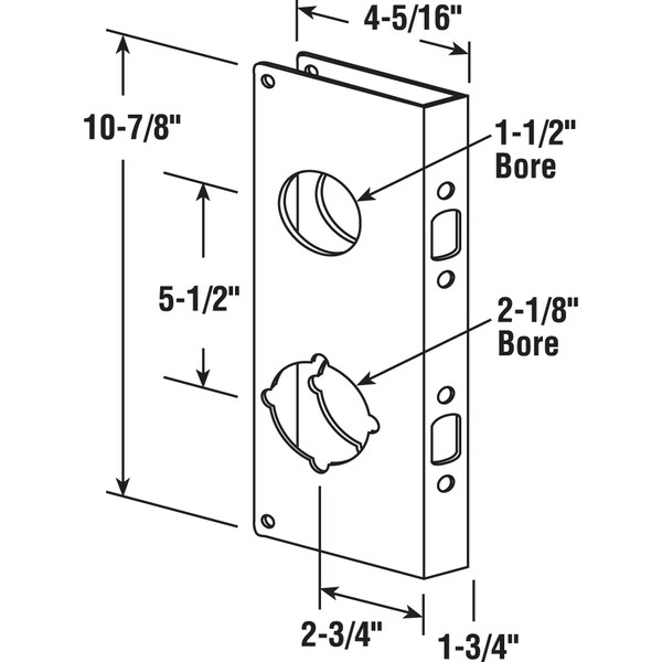 Prime-Line Brass Lock and Door Reinforcement Plate for 1-3/4 In. Thick Doors, Brass Finish Single Pack - U 9931