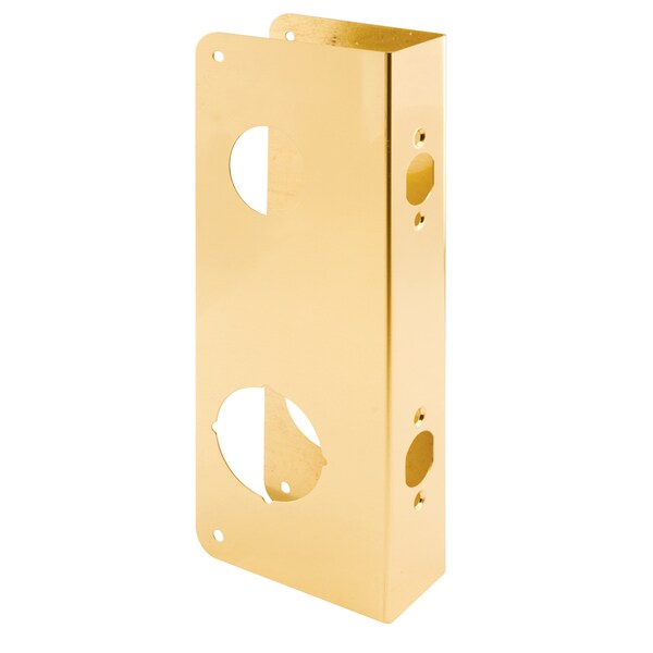 Prime-Line Brass Lock and Door Reinforcement Plate for 1-3/4 In. Thick Doors, Brass Finish Single Pack - U 9931