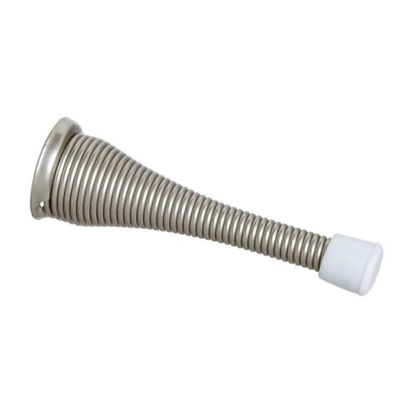 National Mfg Sales 3 in. Steel with Plastic Tip Spring Door Stop, Satin Nickel Silver - 5708540
