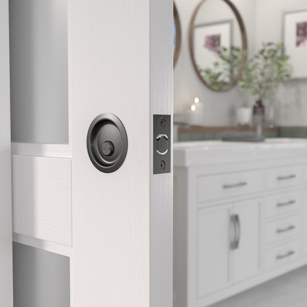 Richelieu 2 716inch 62 mm Round Pocket Door Privacy Pull, OilRubbed Bronze - 17RORB42