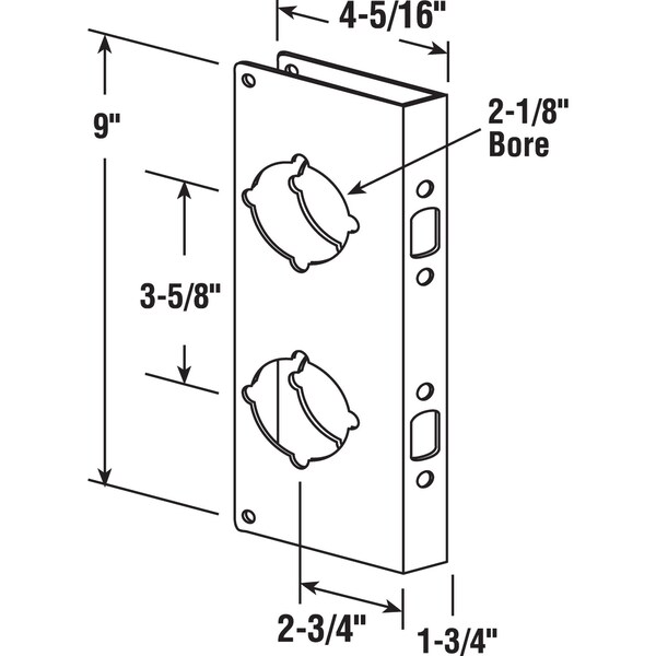 Prime-Line Stainless Steel Lock and Door Reinforcement Plate for 1-3/4 In. Thick Doors, Stainless Steel Finish - U 9595
