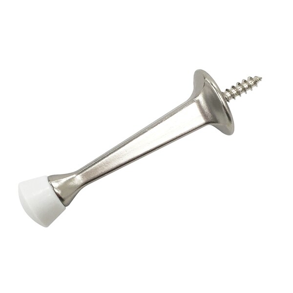 Prime-Line Rigid Door Stop, Zinc Diecast, Satin Nickel Finish, Rubber Tip Single Pack - MP10124-1