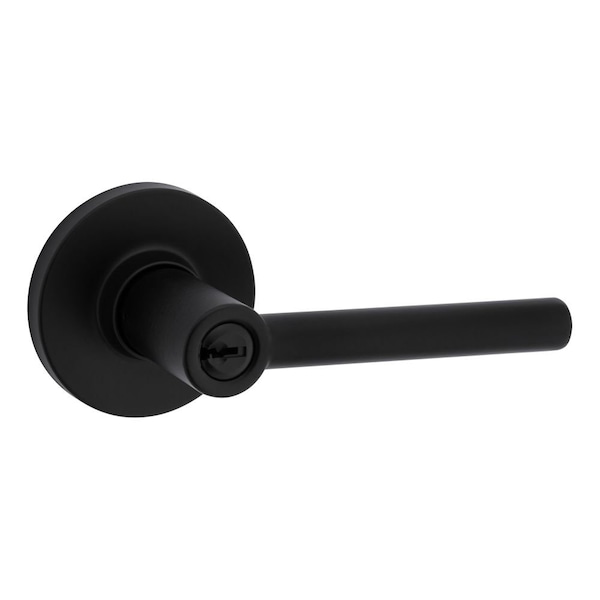 Safelock Reminy Lever Round Rose Push Button Entry Lock with RCAL Latch and RCS Strike Matte Black Finish - SL6000RELRDT-514