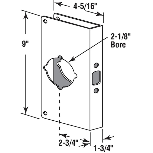 Prime-Line Prime-Line 9 in. H X 4.31 in. L Brass-Plated Brass Lock and Door Reinforcer - U 9550